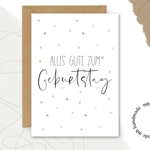 mb handmade ALLES GUTE ZUM Geburtstag: Umschlag Kraftpapier / Rückseite blanko