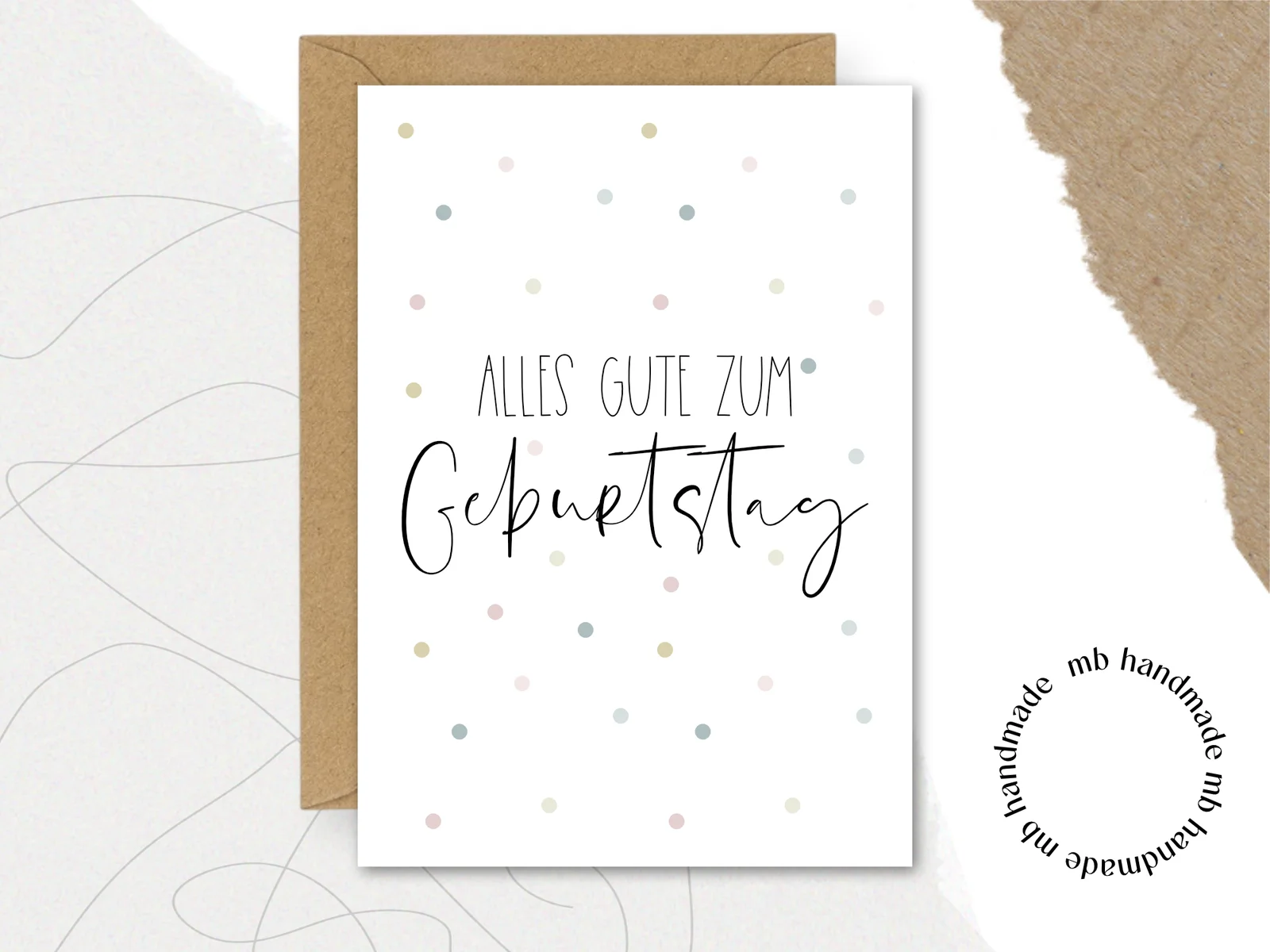 mb handmade ALLES GUTE ZUM Geburtstag: Umschlag Kraftpapier / Rückseite blanko