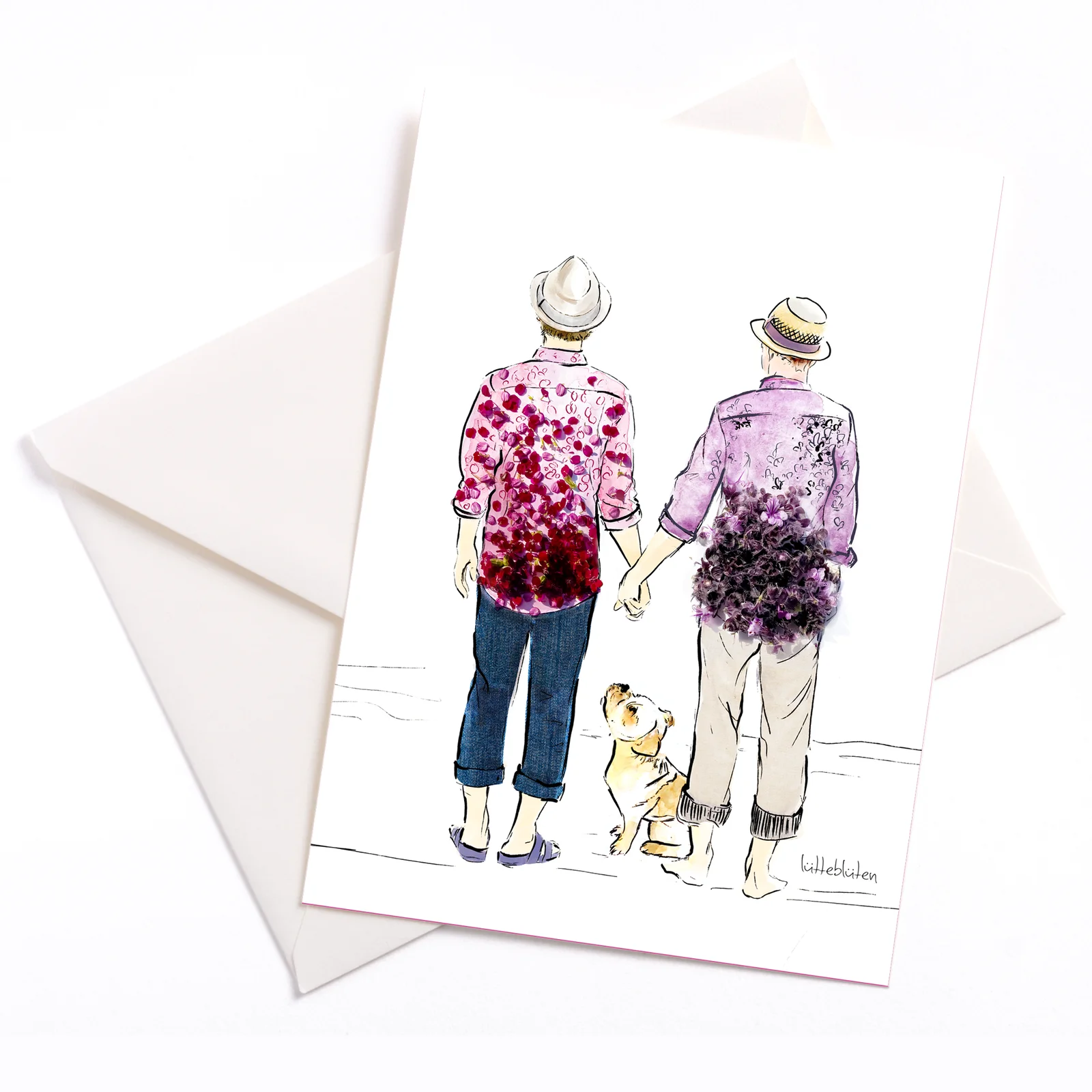 Lütteblüten Love is Love - Hochzeitskarte mit Umschlag | luetteblueten: 105x148 mm