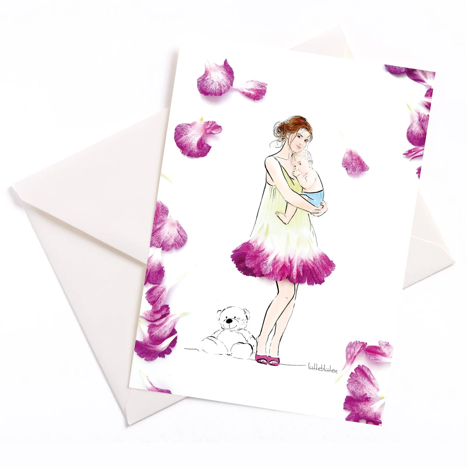 Lütteblüten Mein kleines Baby | Geburtskarte mit Umschlag: 105x148 mm