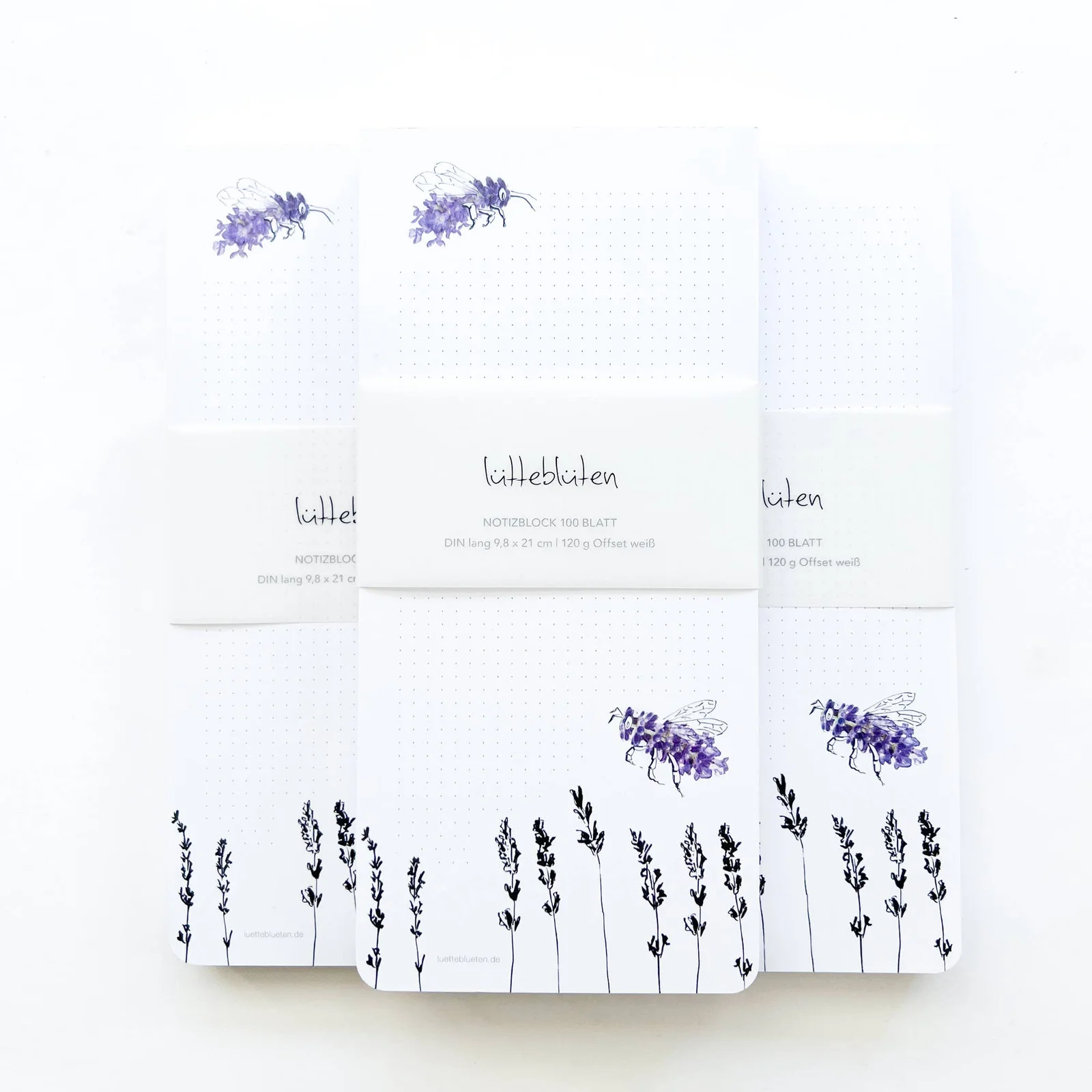 Lütteblüten Notizblock Lavendel Biene