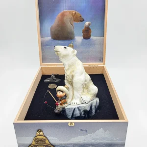 Atlas Kind geht mit dem Eisbären angeln, in Holzbox, AtlasArt
