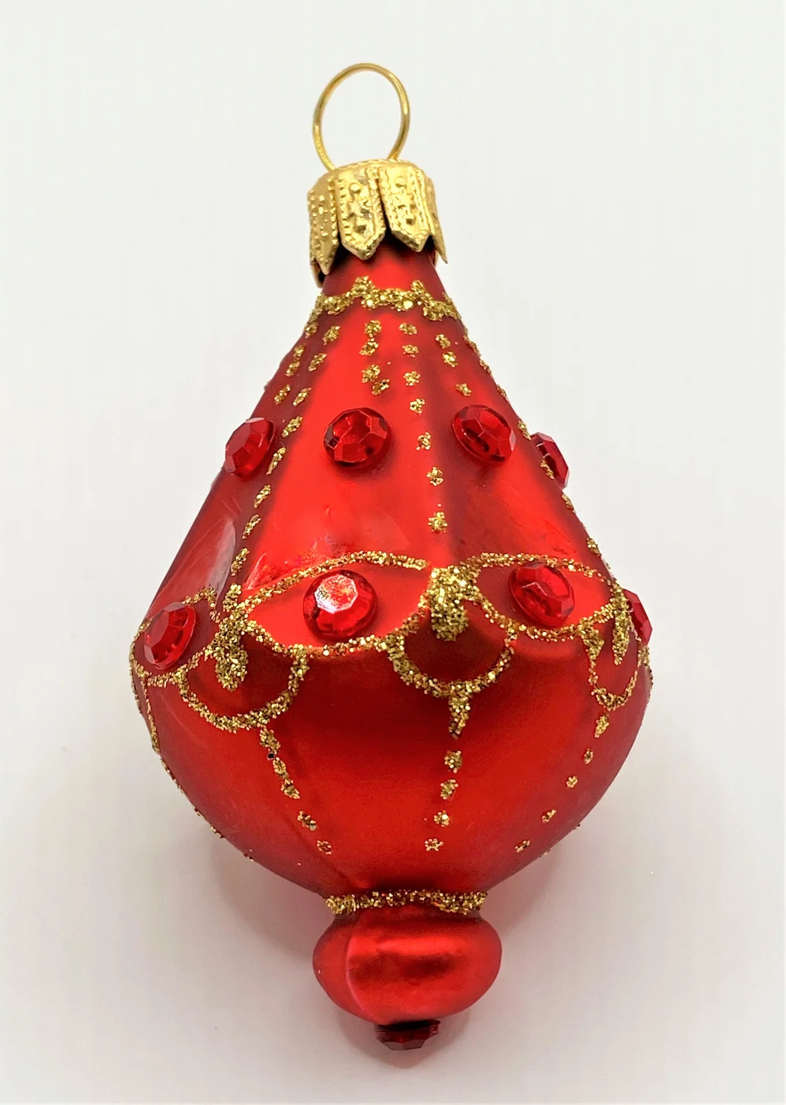 Szklo Rotes Lampion-Ornament mit roten Schmucksteinen