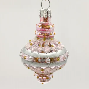 Szklo Silbernes orientalisches Ornament mit rosa Dekor und Perlen-Dekor