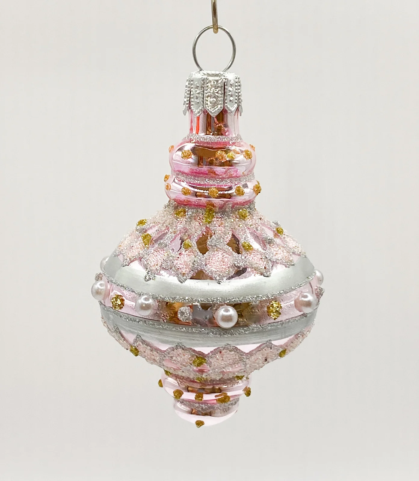 Szklo Silbernes orientalisches Ornament mit rosa Dekor und Perlen-Dekor