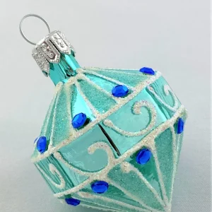 Szklo Türkisfarbenes Kreisel-Ornament mit blauen Schmucksteinen