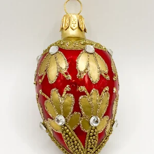 Szklo Kleines rotes Ei mit Golddekor