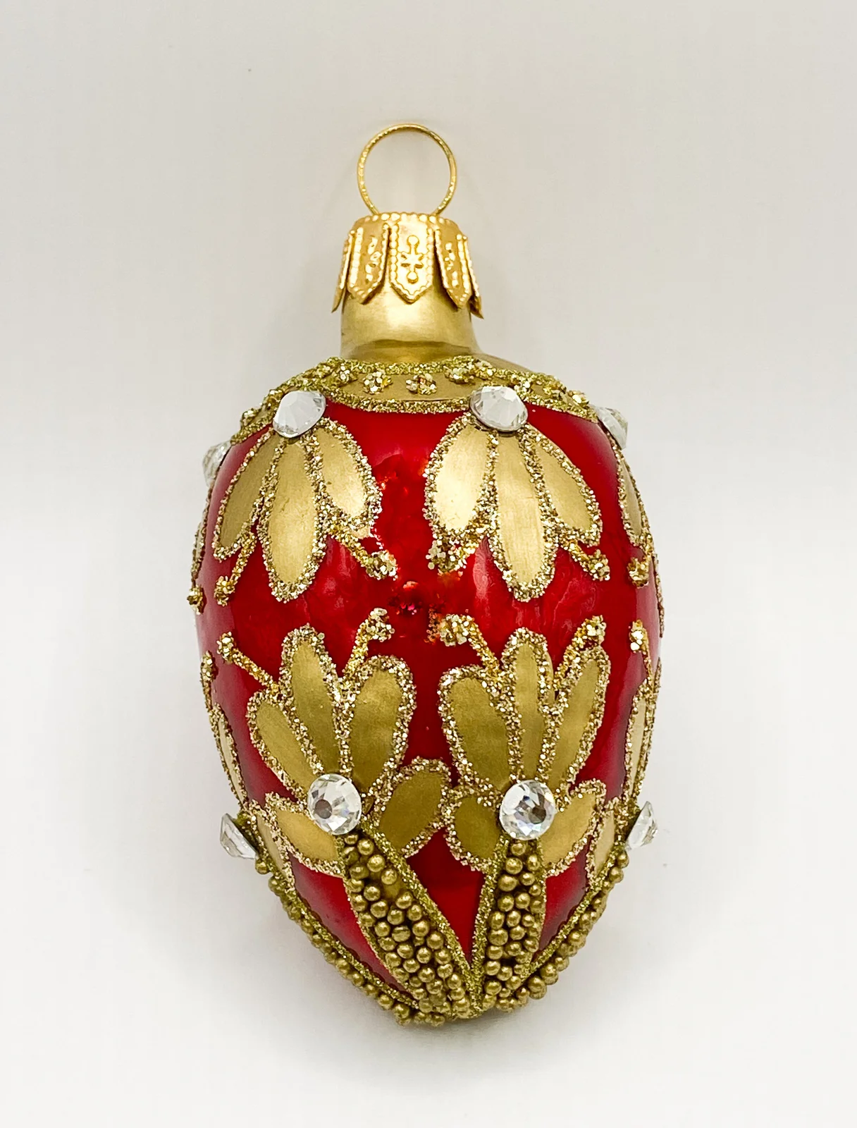 Szklo Kleines rotes Ei mit Golddekor