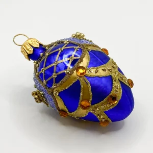Szklo Kleines blaues Ei mit Gold-Dekor