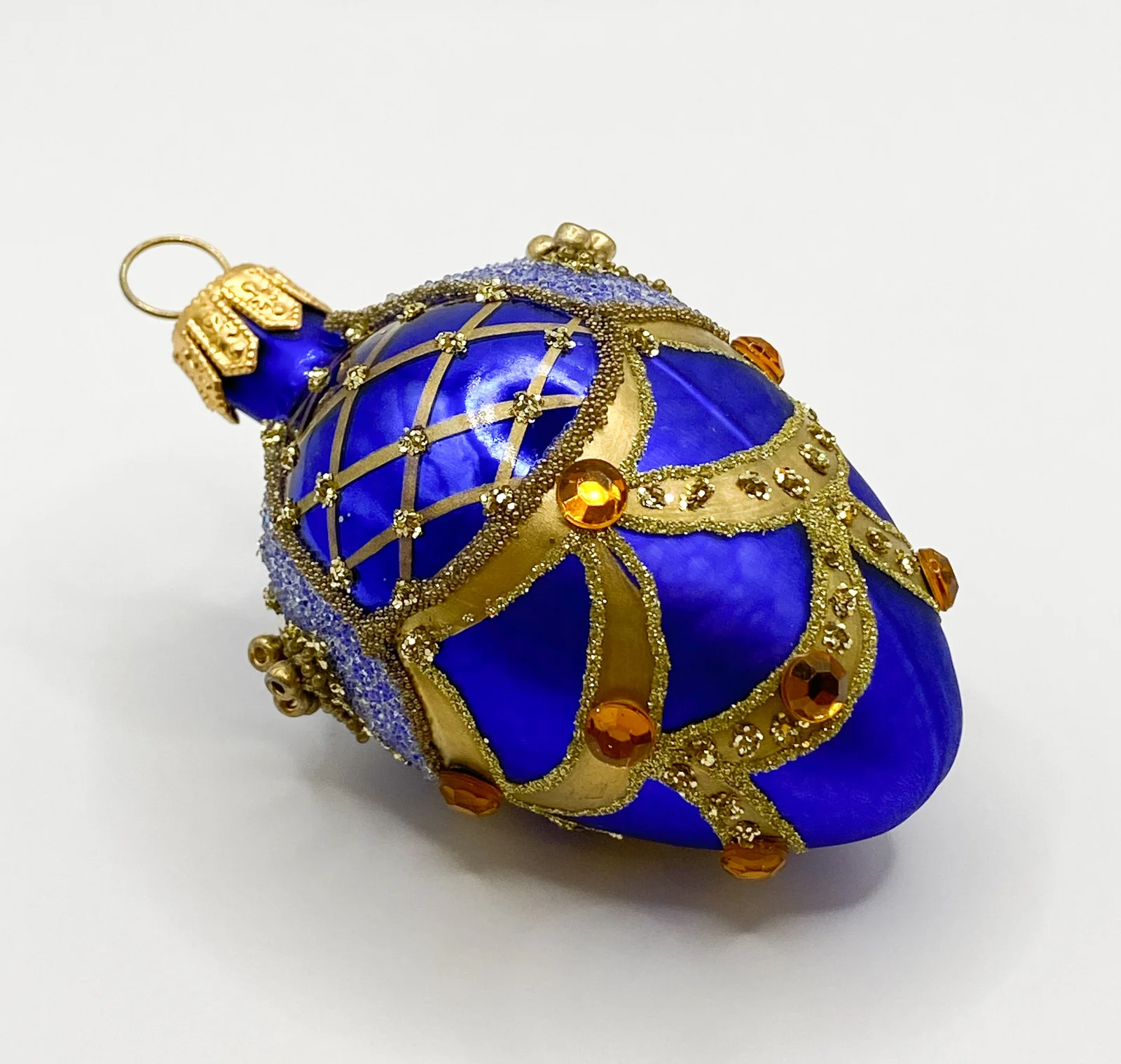 Szklo Kleines blaues Ei mit Gold-Dekor
