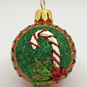 Szklo Kleine rote Kugel mit Candy-Cane-Motiv