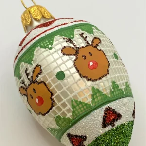 Szklo Kleines Ei mit Weihnachts-Stickerei-Motiv