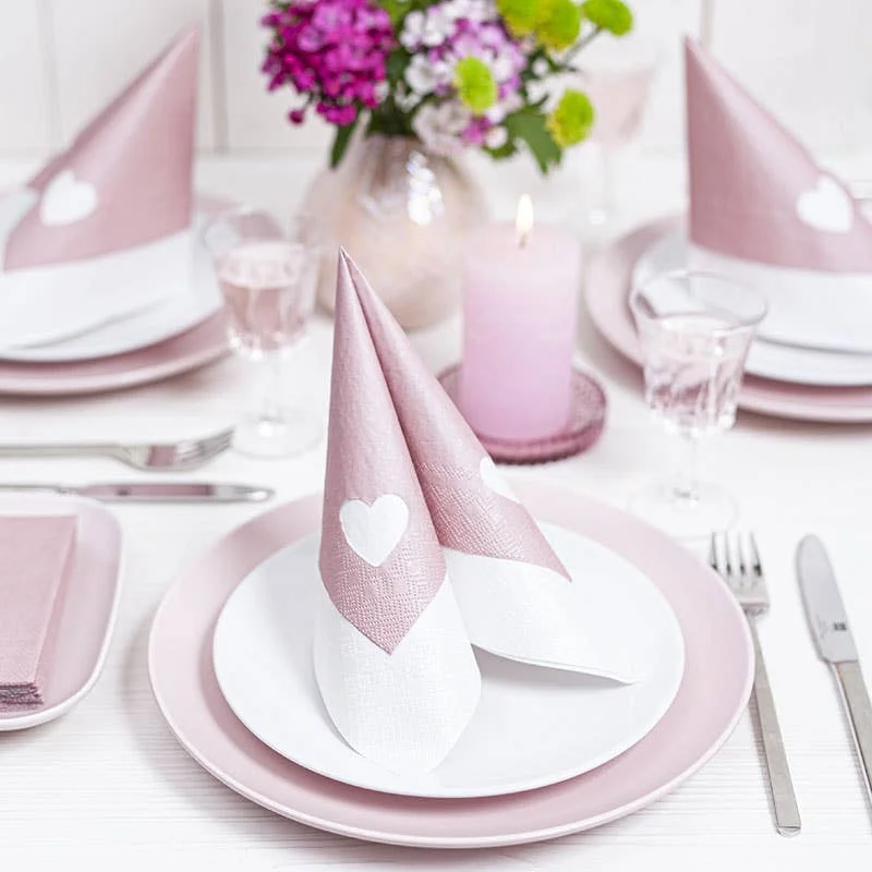 Home Fashion - Carl Dietrich GmbH Cocktailservietten Punched Heart Pearl Effect antique rose