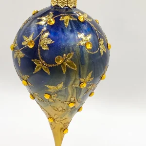 GMC Zapfen gold-blau marmoriert mit Blätterranken