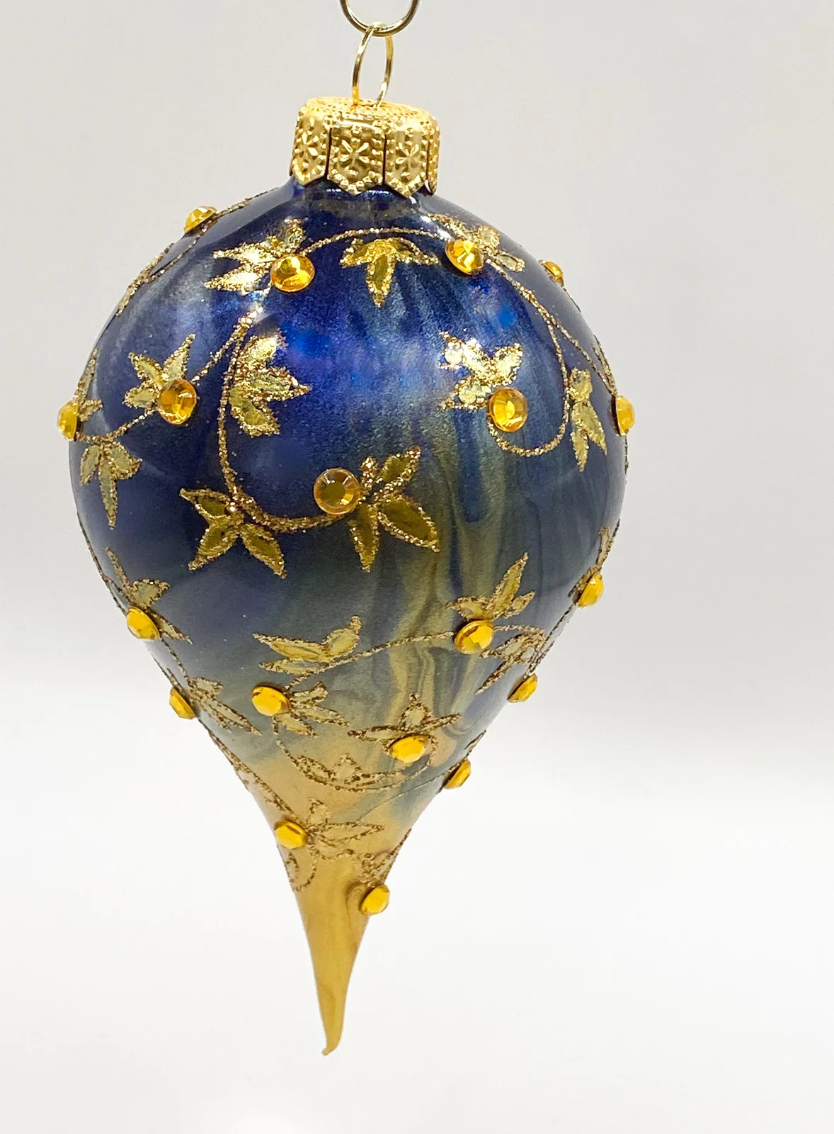 GMC Zapfen gold-blau marmoriert mit Blätterranken