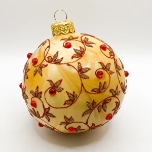 GMC Kugel creme-orange marmoriert mit rotem Rankenmuster