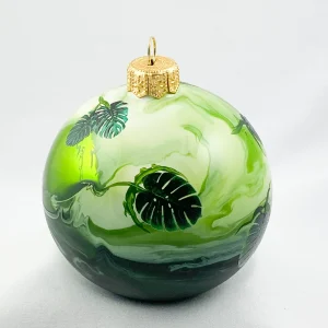 GMC Kugel grün marmoriert mit Monstera-Blättern