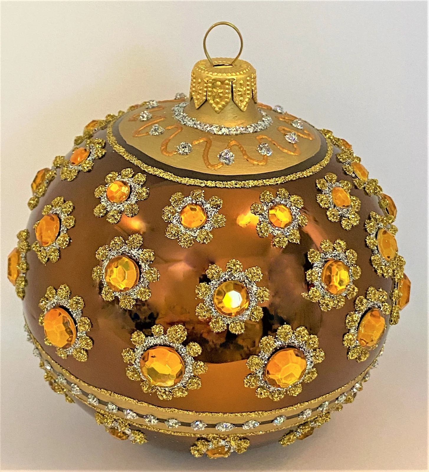 Hanco Kupfer Kugel mit goldenen Steinen