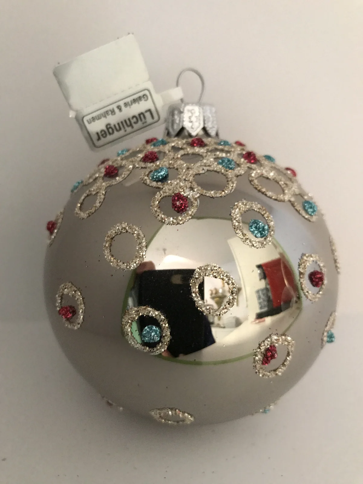 Dummy Kugel platin glanz mit Kringelmuster