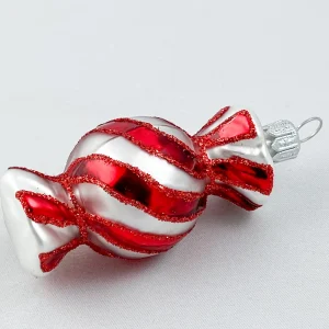 Glaspol Rot weiss gestreifter Bonbon