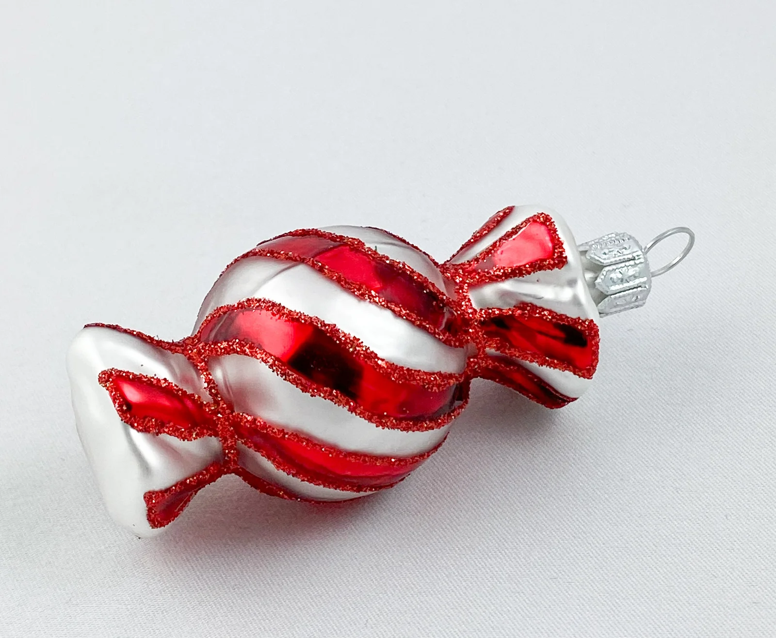 Glaspol Rot weiss gestreifter Bonbon