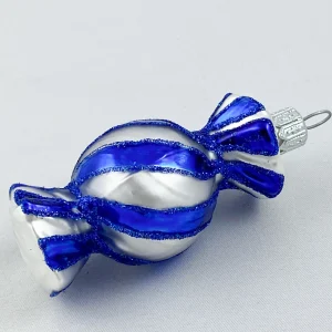 Glaspol Blau weiss gestreifter Bonbon