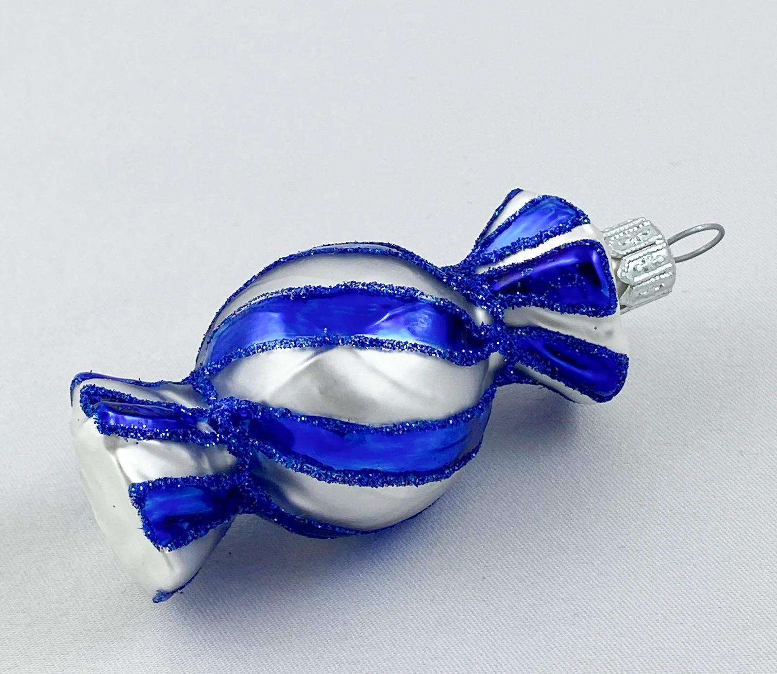 Glaspol Blau weiss gestreifter Bonbon