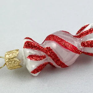 Glaspol Rot weiss gestreifter Bonbon