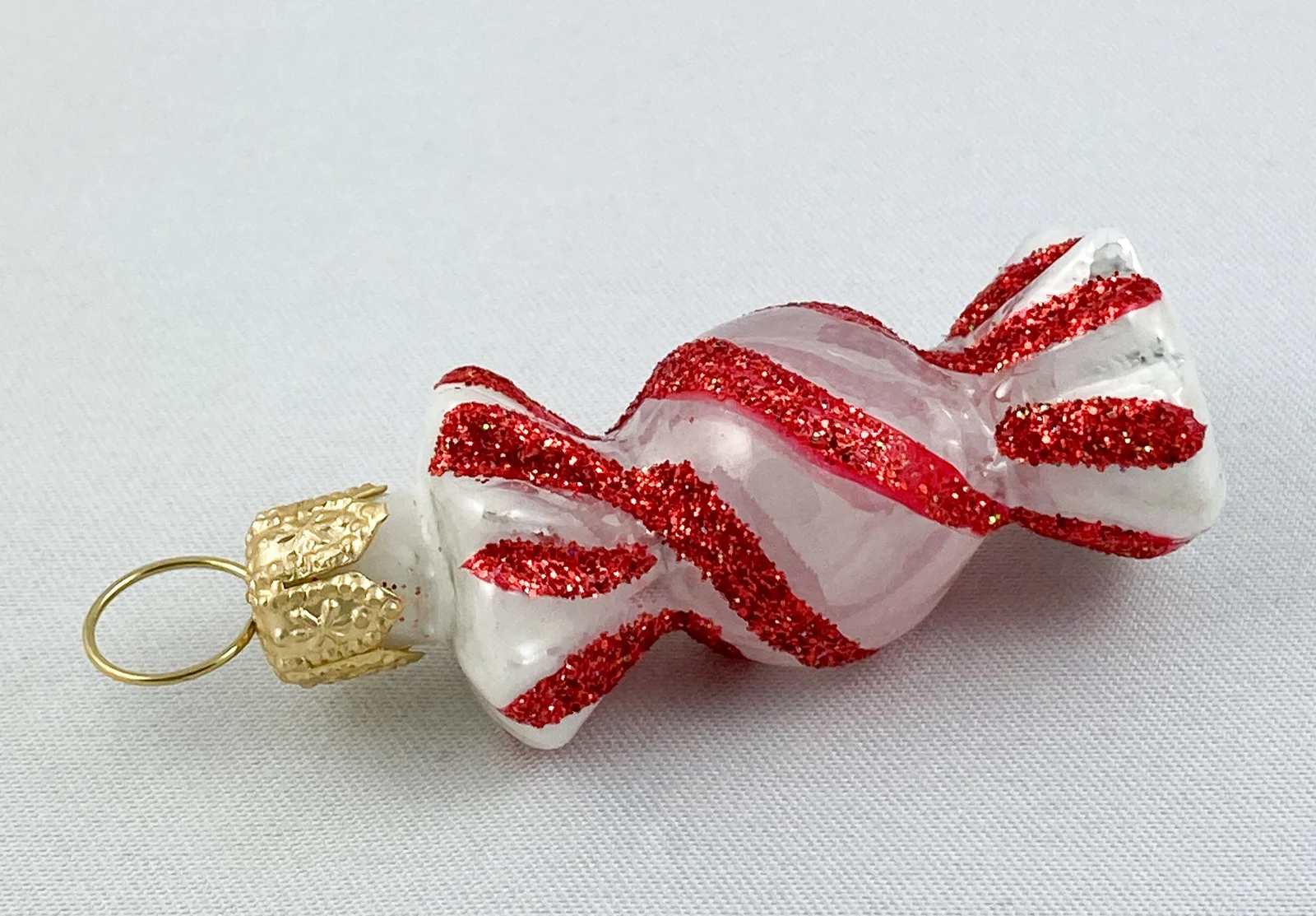 Glaspol Rot weiss gestreifter Bonbon