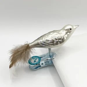 Thüringer Kleiner Vogel in warmem Grau mit Glitzer