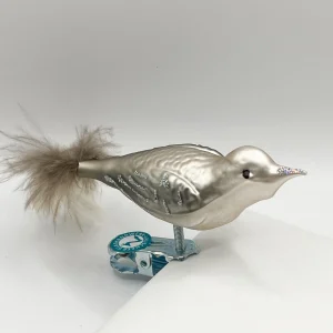 Thüringer Vogel in warmem grau mit Glitzer