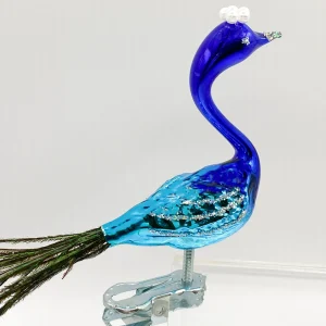 ANVA Kleiner blauer Pfau mit Pfauenfeder
