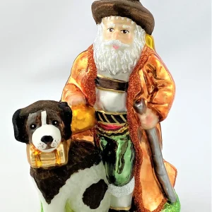 Glassware Schweizer Santa wird vom Bernhardiner-Hund begleitet