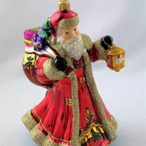 Glassware Der Weihnachtsmann leuchtet mit der Laterne