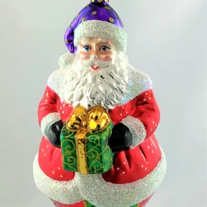 Hanco Weihnachtsmann auf rot-grün gestreifter Kugel
