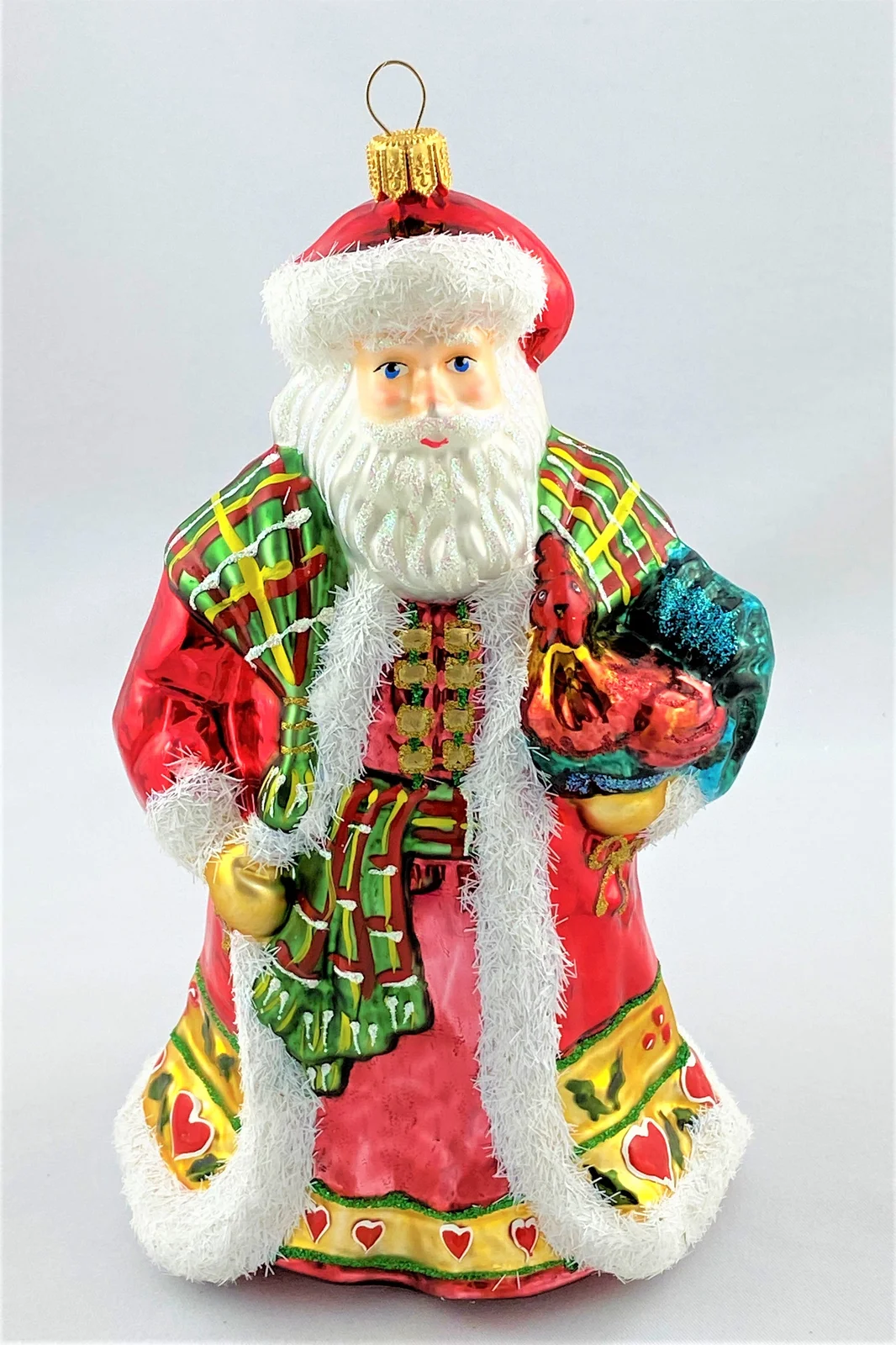 Glassware Weihnachtsmann mit Hahn auf dem Arm