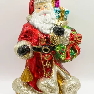 Glassware Der Weihnachtsmann bringt die Geschenke mit dem wallenden Mantel