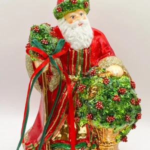 Glassware Der Weihnachtsmann bringt einen Korb voller Blumen