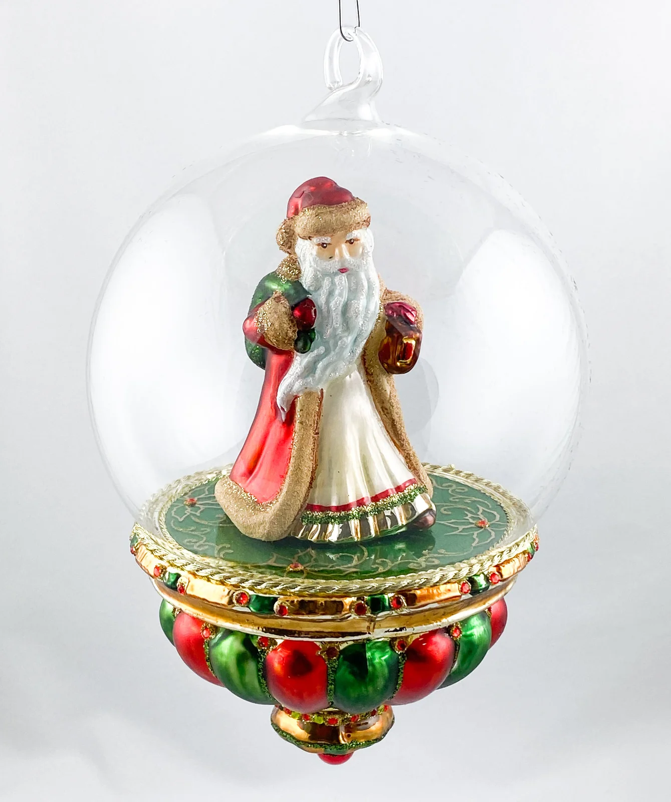 Komozja Weihnachtsmann mit Laterne in schön gestalteter Glaskugel, KOMOZJA MOSTOWSKI