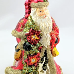 Glassware Weihnachtsmann mit Weihnachtsstern und Glocke