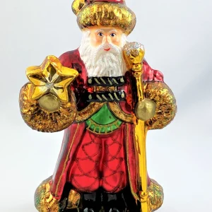 Glassware Russischer Weihnachtsmann freut sich am goldenen Stern