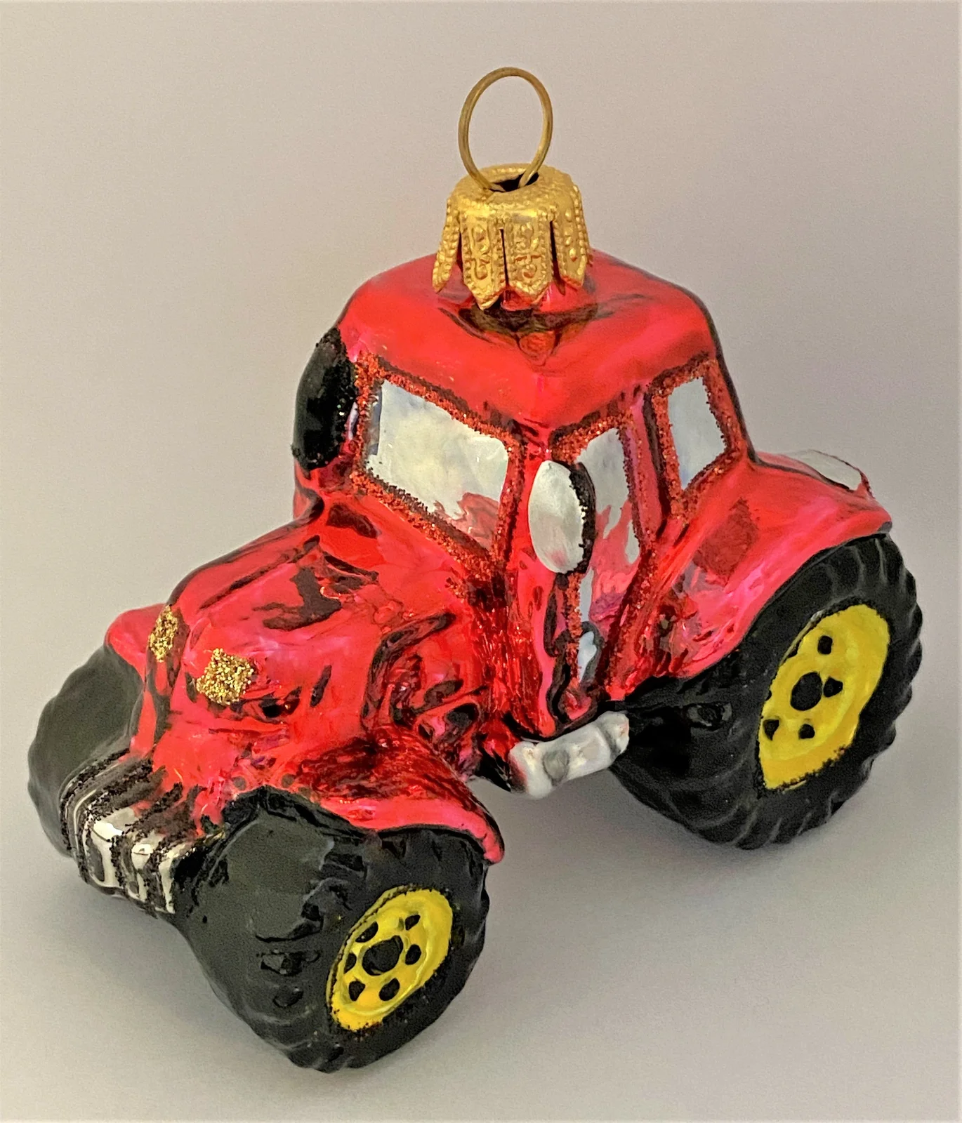 Glaspol Roter Traktor mit gelben Rädern