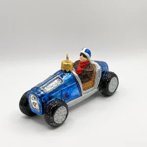 Koronex Blaues Oldtimer Rennauto mit britischer Flagge