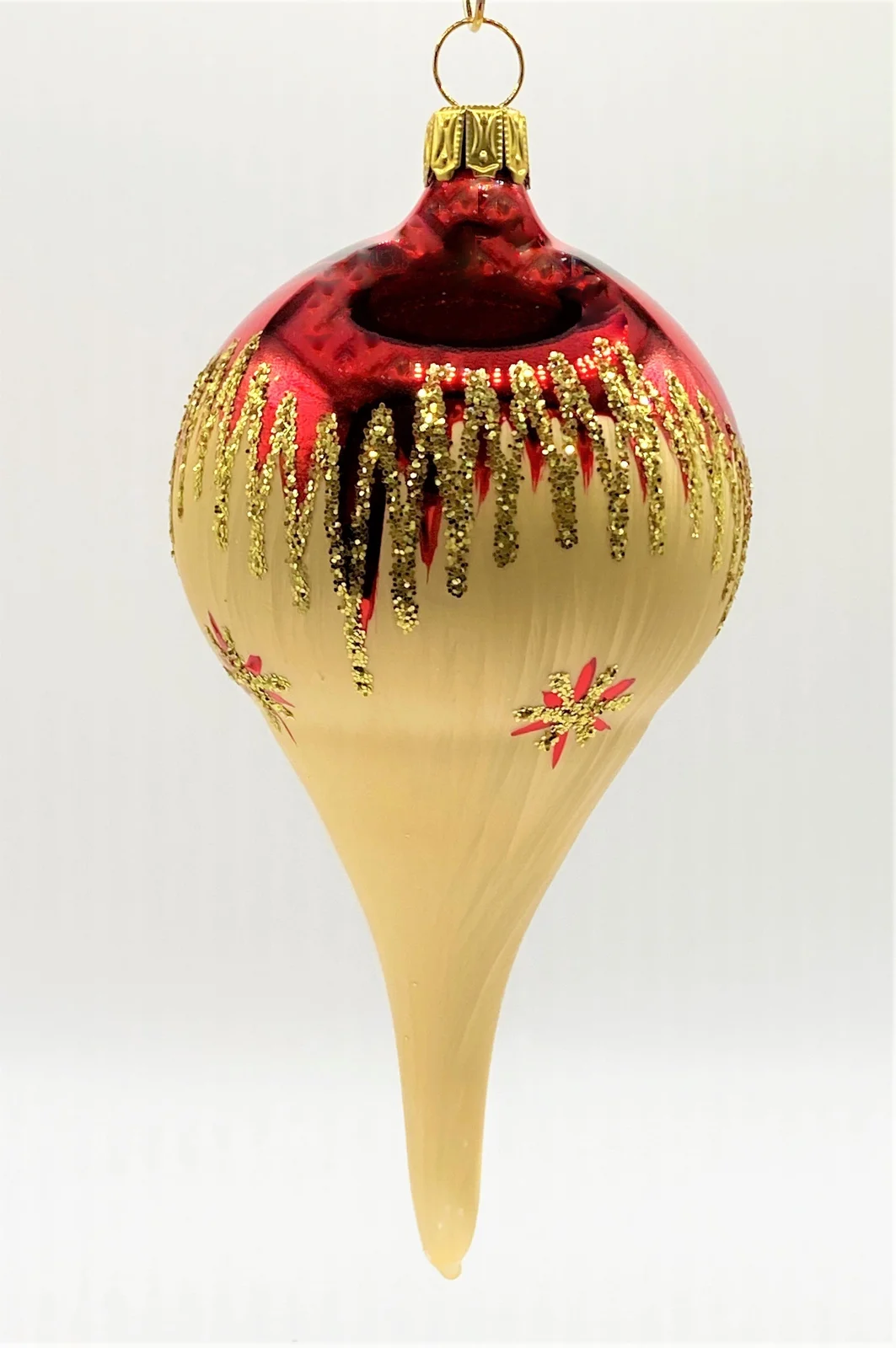 ANVA Langer Tropfen Rot und goldenem Eislack