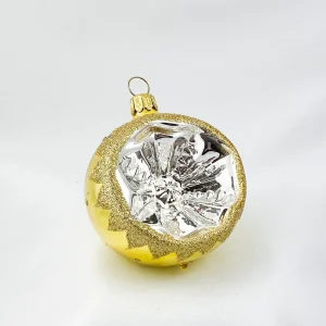 Dummy Kugel gold glanz mit silbernem Einstich und goldenem Dekor