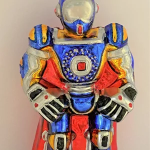 Glassware Roboter blau mit rotem Cape