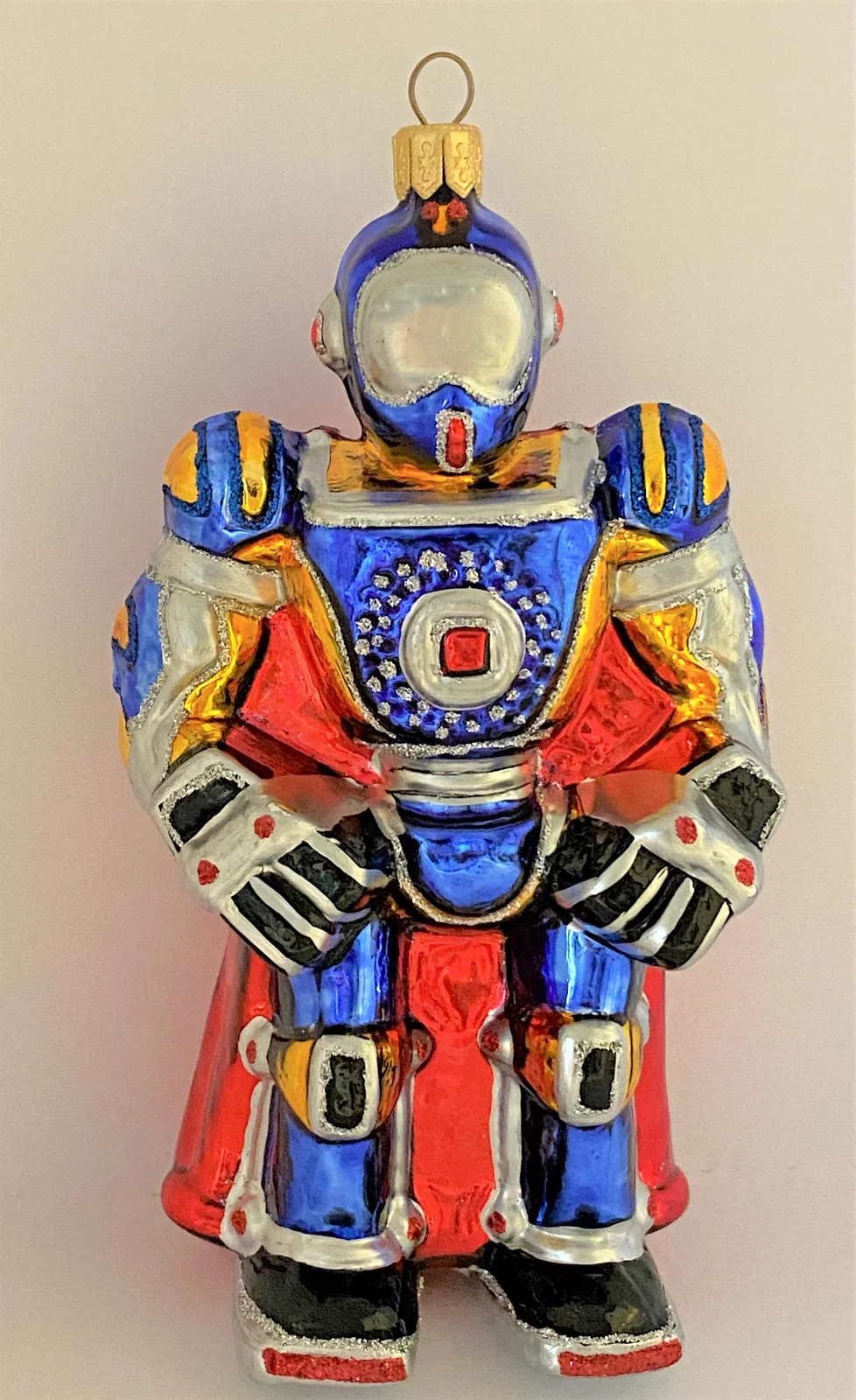Glassware Roboter blau mit rotem Cape