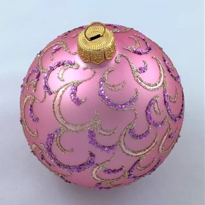 GMC Kugel rosa mit Glitzer-Rocaillen