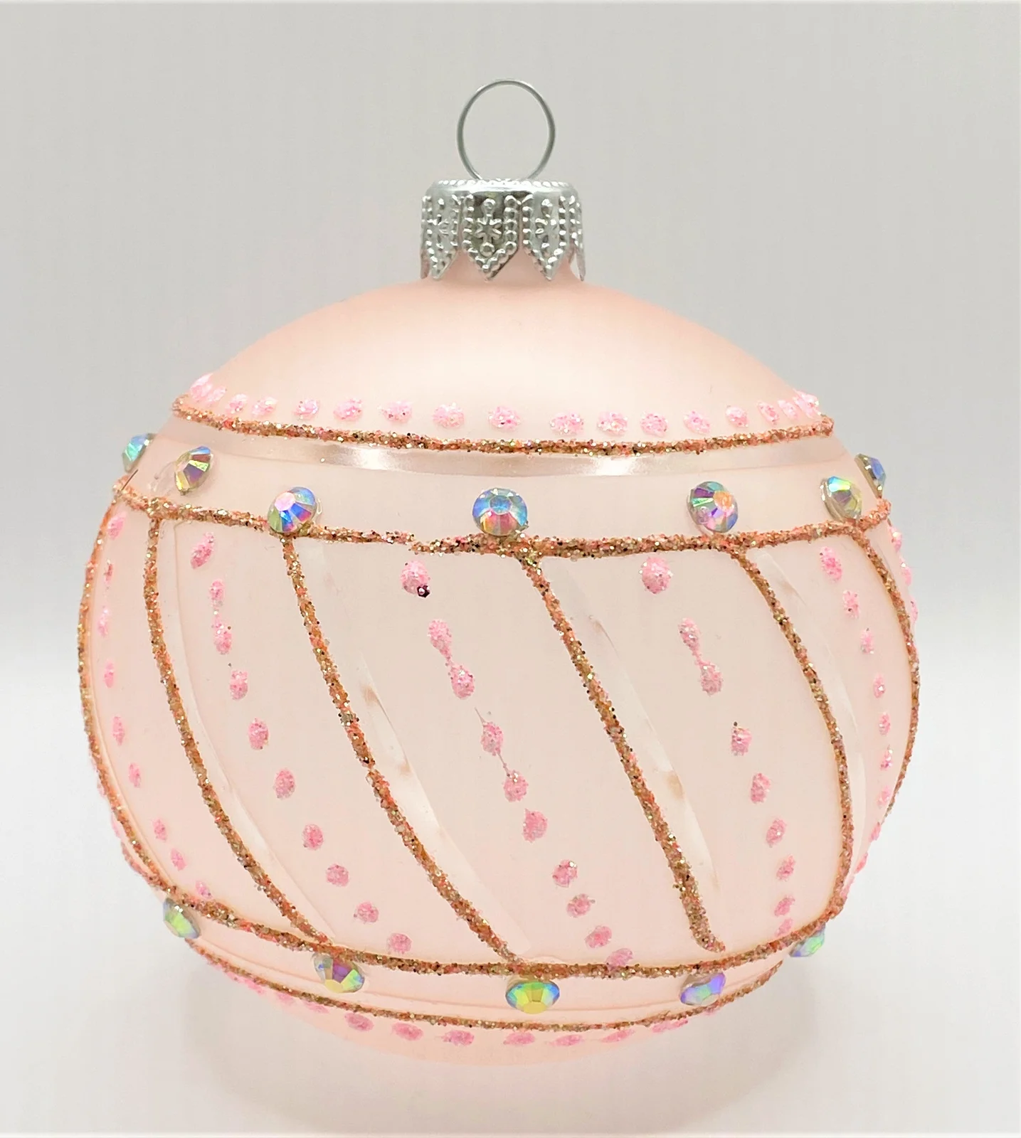 Dagmara Kugel rosa transparent mit Tupfenmuster