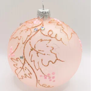 Dagmara Kugel rosa transparent mit Blätter-Muster